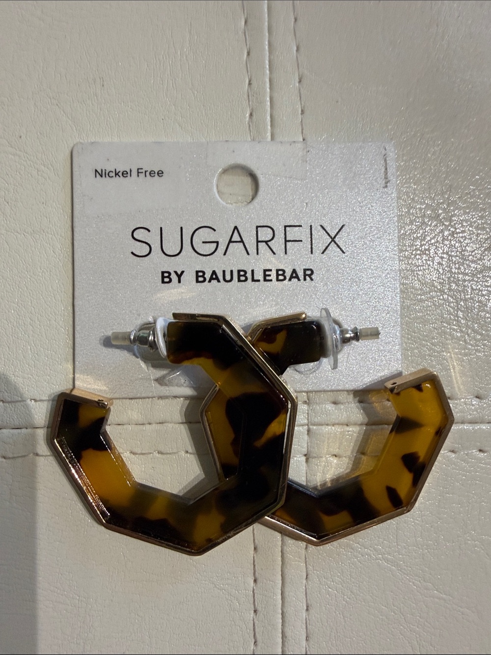 SUGARFIX by BaubleBar Tortoiseshell Hexagon Hoop Earrings - Brown